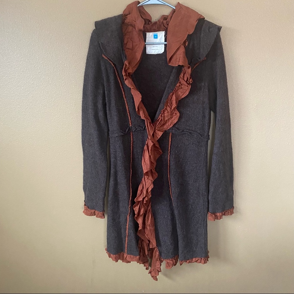 Beautiful Merino wool jacket by Sparrow, with silk trim, Anthropologie